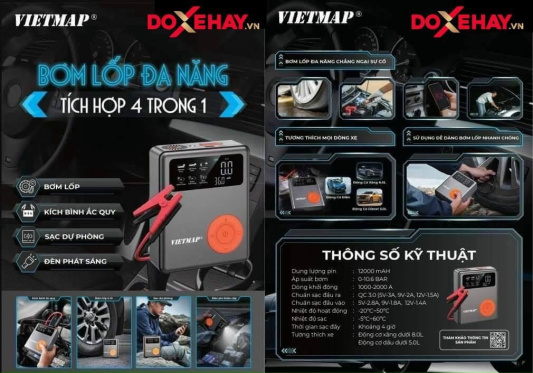 BƠM LỐP KÍCH BÌNH VIETMAP 4 TRONG 1